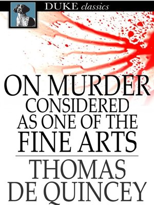cover image of On Murder Considered as One of the Fine Arts